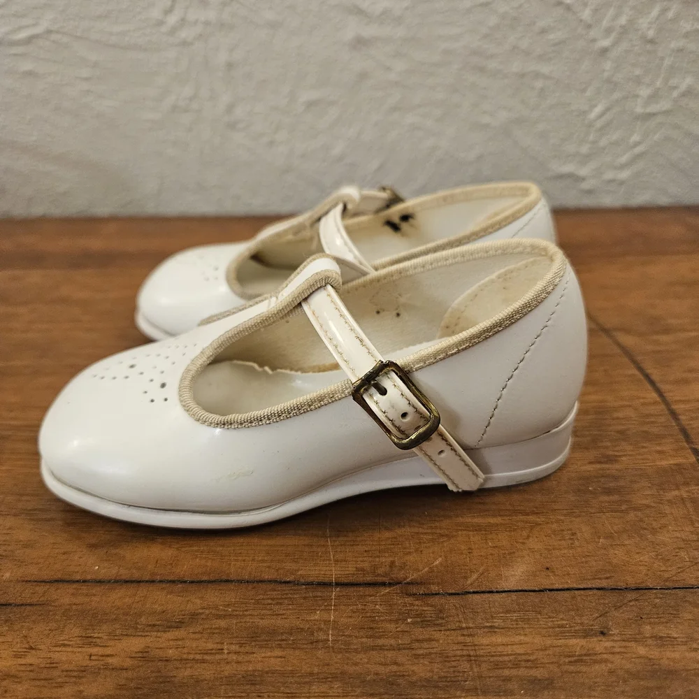 Vintage Sears Infant Shoes White Dress Shoes Mary Janes Size 4‎ (9-12 Months)